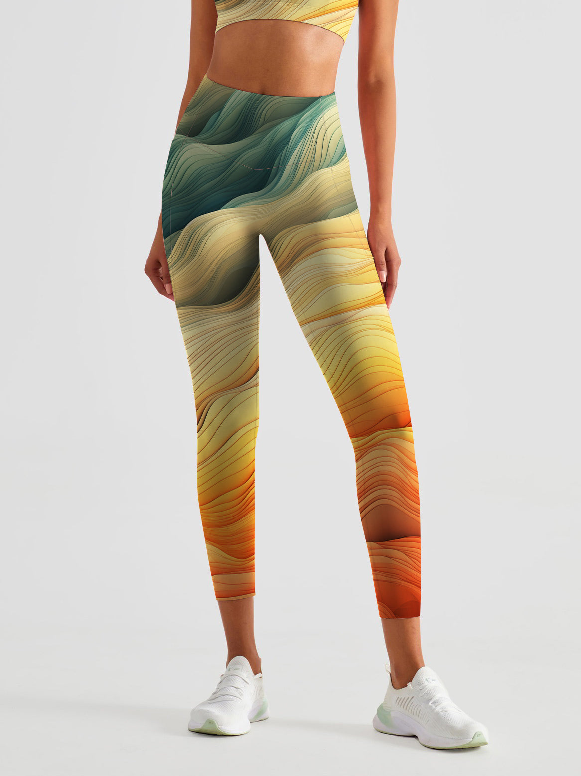 Abstract wavy water ripped leggings