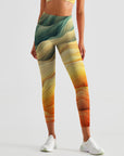 Abstract wavy water ripped leggings
