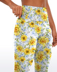 Flower watercolor sunflower yellow and blue leggings