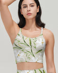 Flower white lily green wheat watercolor tank tops