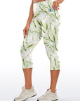 Flower white lily green wheat watercolor capris