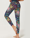 Flower psychedelic floral pattern with lotus leggings
