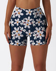 Flower white plumeria dark shorts