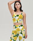 Flower yellow rose leggings