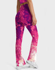 Flower watercolor psychedelic violet flare leggings