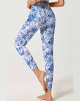 Flower watercolor blue endive leggings