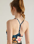 Flower big and small colorful flower dark tank tops