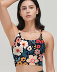 Flower big and small colorful flower dark tank tops