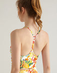 Blooming flower colorful hand painted yellow tank tops