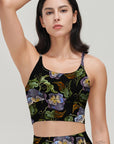 Violets flower embroidery seamless pattern tank tops