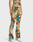 Flower colorful abstract mandala flare leggings