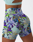 Flower hand-painted exotic endive shorts
