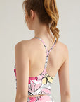 Hand painted colorful liberty style small mauve flowers tank tops