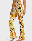 Abstract colorful teardrop shaped flare leggings