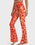 Flower abstract curly floral endless red flare leggings