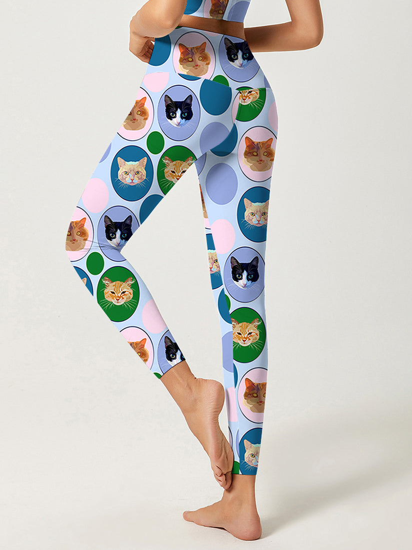 Animal colorful cat avatar leggings