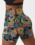 Flowers hand drawn colorful wildflower shorts