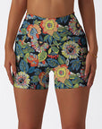Flowers hand drawn colorful wildflower shorts