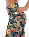 Flowers  hand drawn colorful wildflower capris