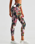 Abstract colorful crushed flower leggings
