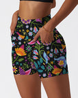 Flower exotic endive colorful dark shorts