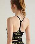 Flower green chinese embroided artistic detailed tank tops
