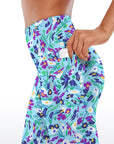 Flower ditsy abstract swirl vibrant spring capris