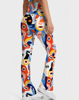 Colorful abstract face fine art portraits flare leggings