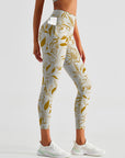Abstract lines tropical flowers vintage face leggings