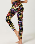Flower watercolor peonies and pansy leggings