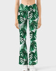 Botanical watercolor tropical green palm leaves monstera flare leggings