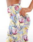 Flower watercolor hand painted tulips capris