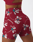 Flower painted line flowers red shorts