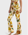 Flower painted sunflower flare leggings