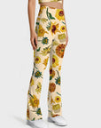 Flower painted sunflower flare leggings