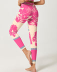 Flower pink peony lace leggings