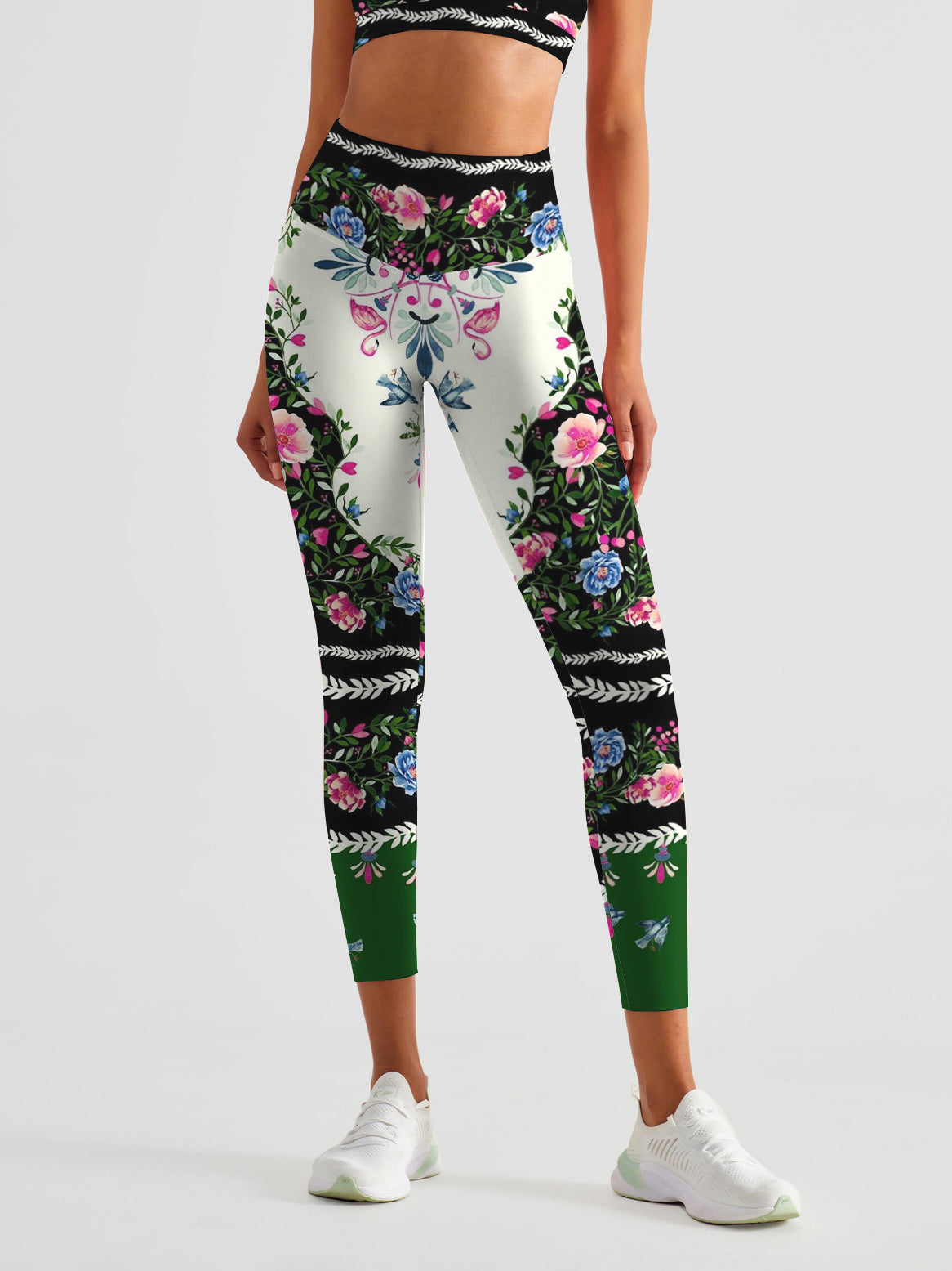 Flower ethnic peony lace leggings