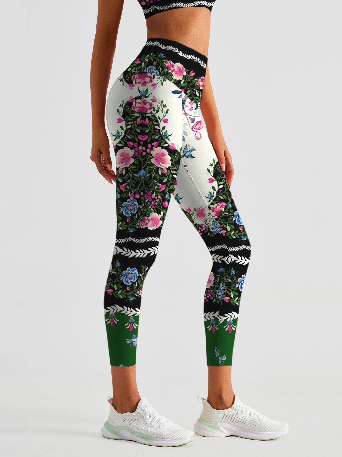Flower ethnic peony lace leggings