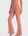 Art coral and pink fabric seamless flare leggings