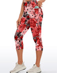 Flower red watercolor peony capris