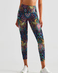 Flower psychedelic floral pattern with lotus leggings