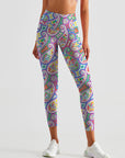 Colourful drawn paisley breathable waistband leggings